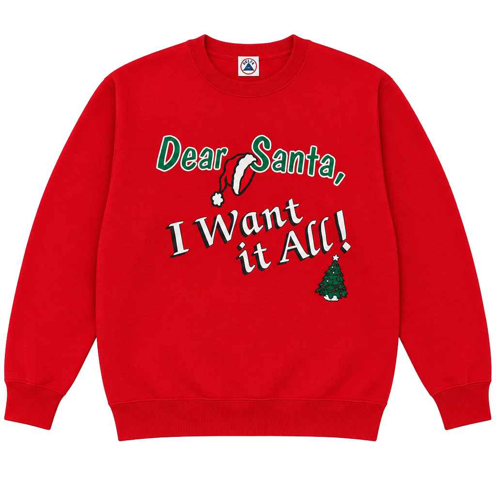 Delta Dear Santa I Want It All Crewneck Sweatshirt Size L Red Holiday 1
