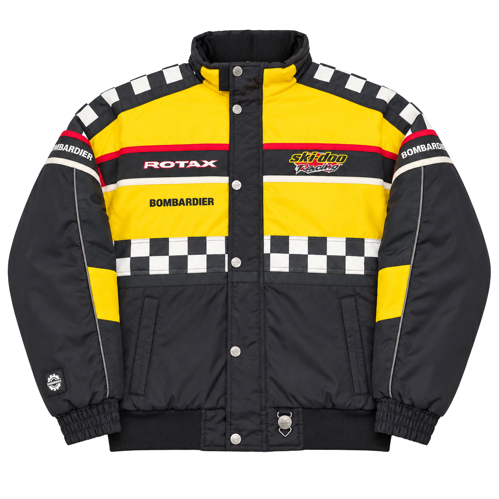 Vintage Ski-Doo Bombardier X-Zone Jacket XL Racing Checkered Snowmobile 90s-BRAP 1