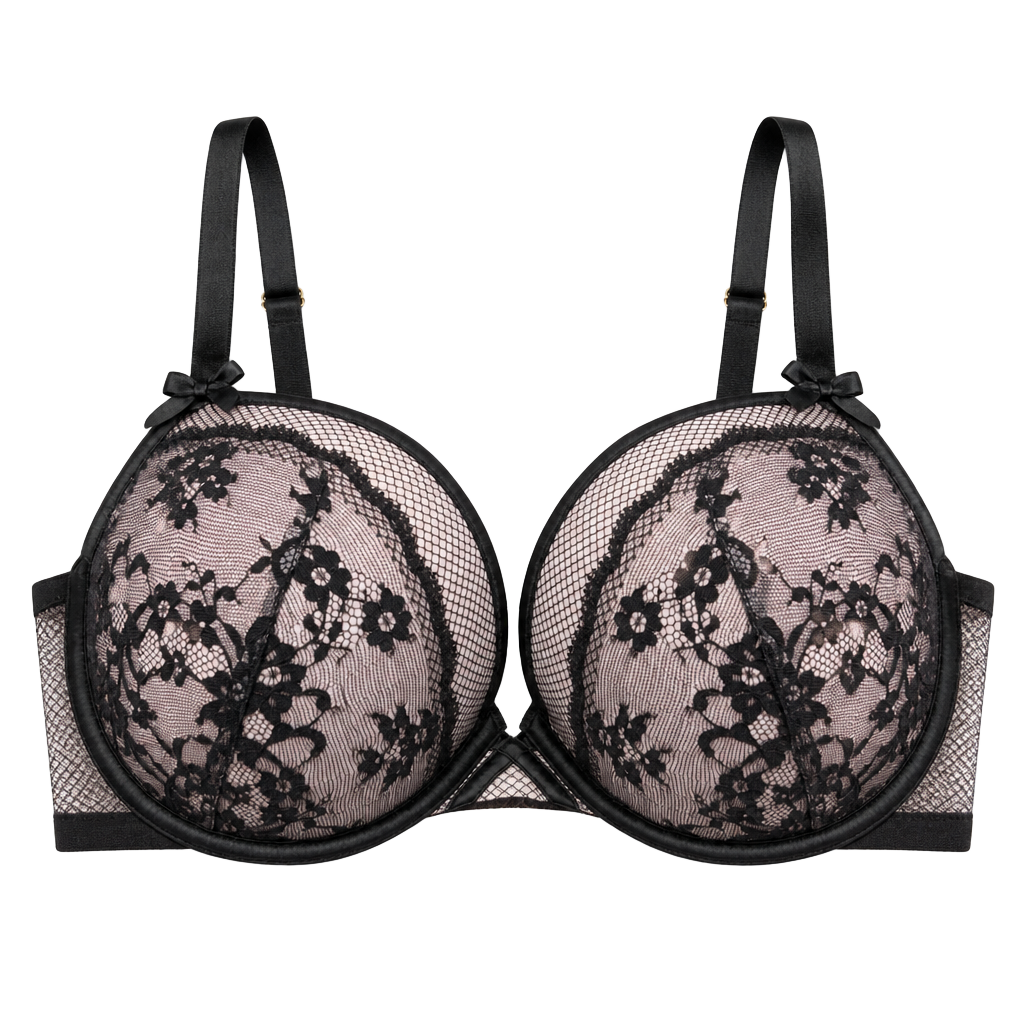 Victoria's Secret Bra Sexy Black Lace Lightly Padded Underwire Demi Size 34DD 1