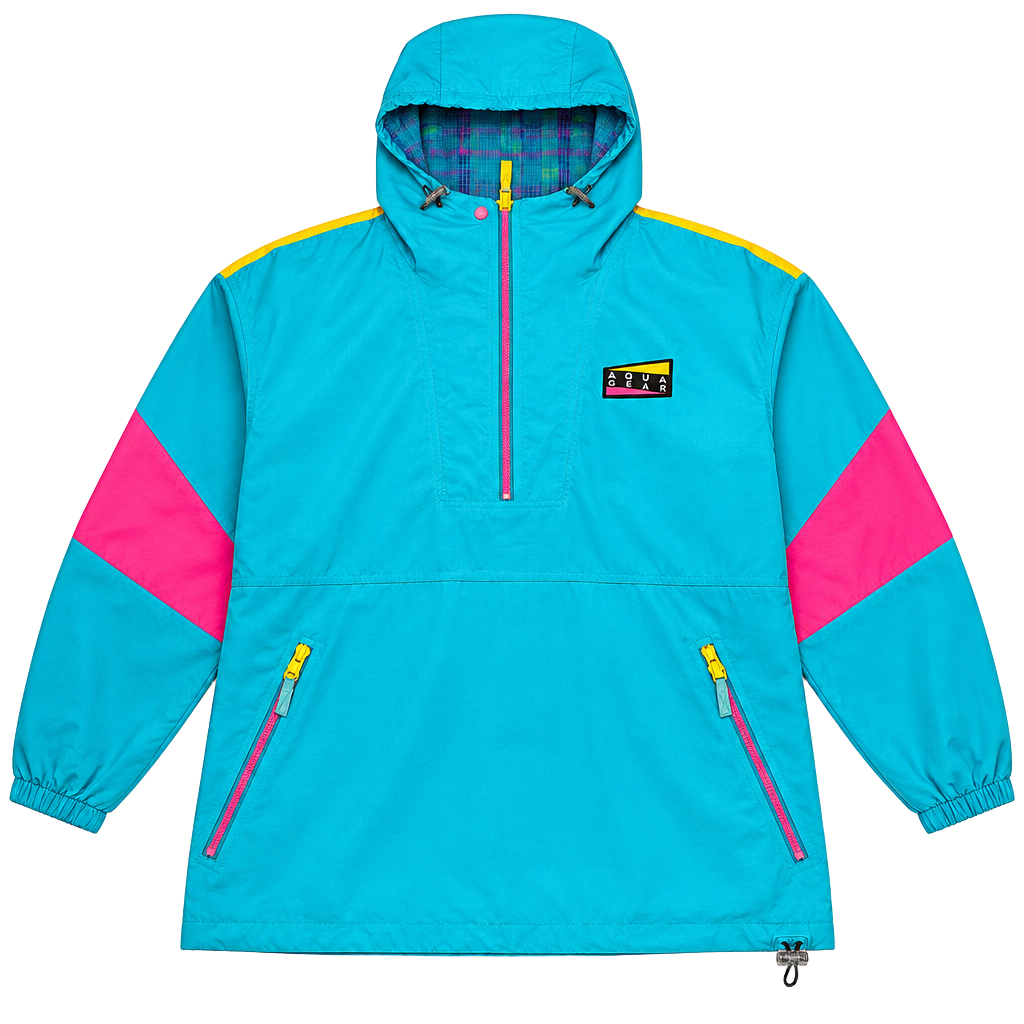 VTG 90s NIKE Vibrant Aqua Gear Reversible Anorak Windbreaker Jacket-Large-RARE 1