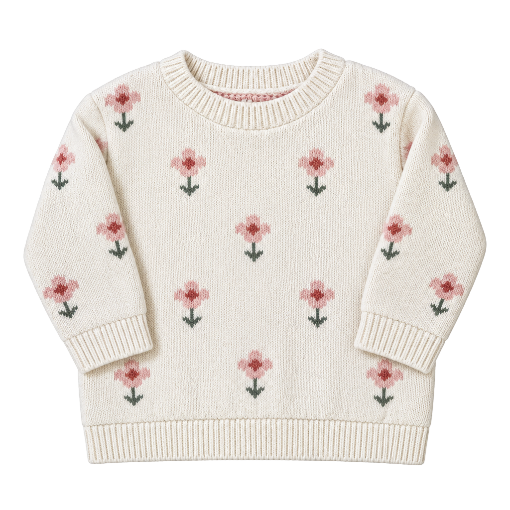 Little Planet Organic Cotton Sweater Wildflower Size 3M Ivory Knit 1