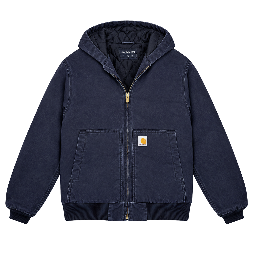 READ Distressed Carhartt Quilted Lined Hooded Jacket Size M 10-12 Black 1