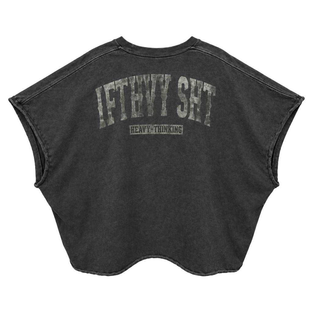 Short Cropped gym Iron Outlaws T-Shirt Size 2XL Black Distressed Lift Heavy 1
