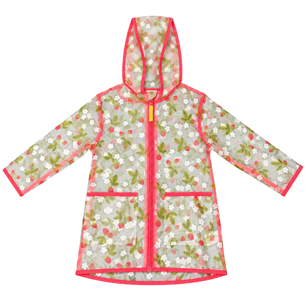 Flawed Cat & Jack Strawberry Rain Jacket Size 3T 1