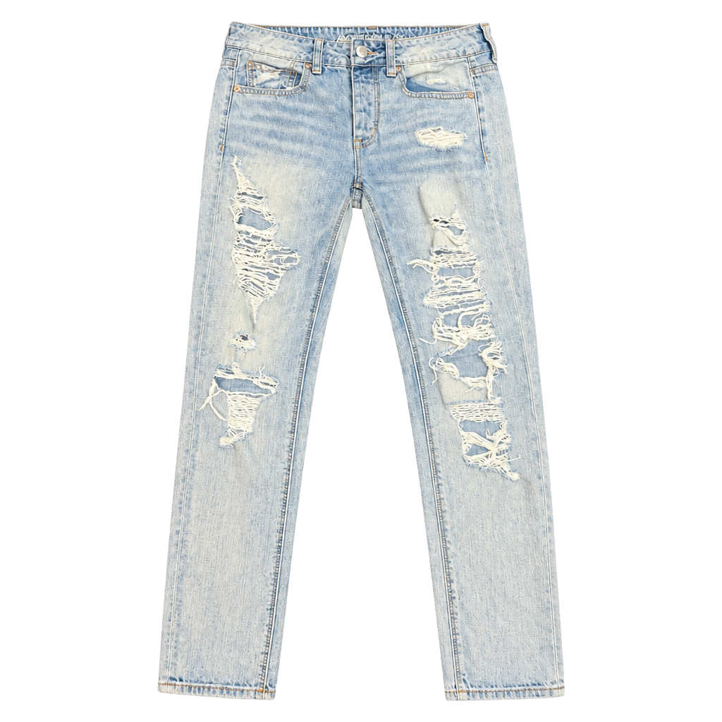 American Eagle Tomcat Jeans Size 2 Light Wash Distressed Button Fly 1