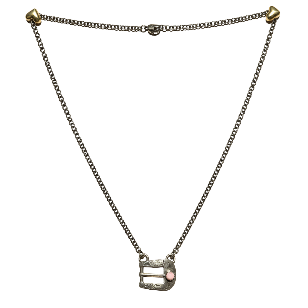 NATIVE Handcrafted Sterling Silver Belt Buckle Necklace by Patrick Yazzie 1
