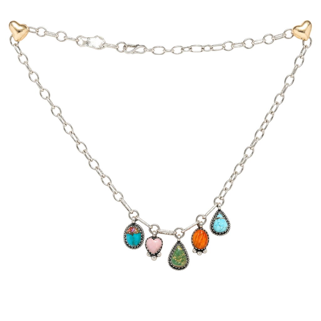 Sterling Silver Multi Stone Charm Necklace 1