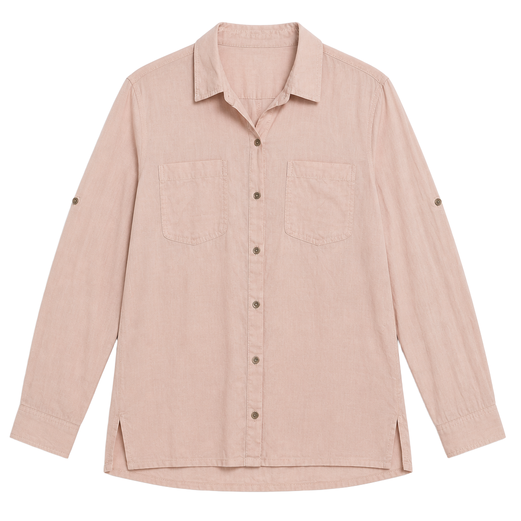 Donna Karan New York Linen Button Down Shirt Pink 1