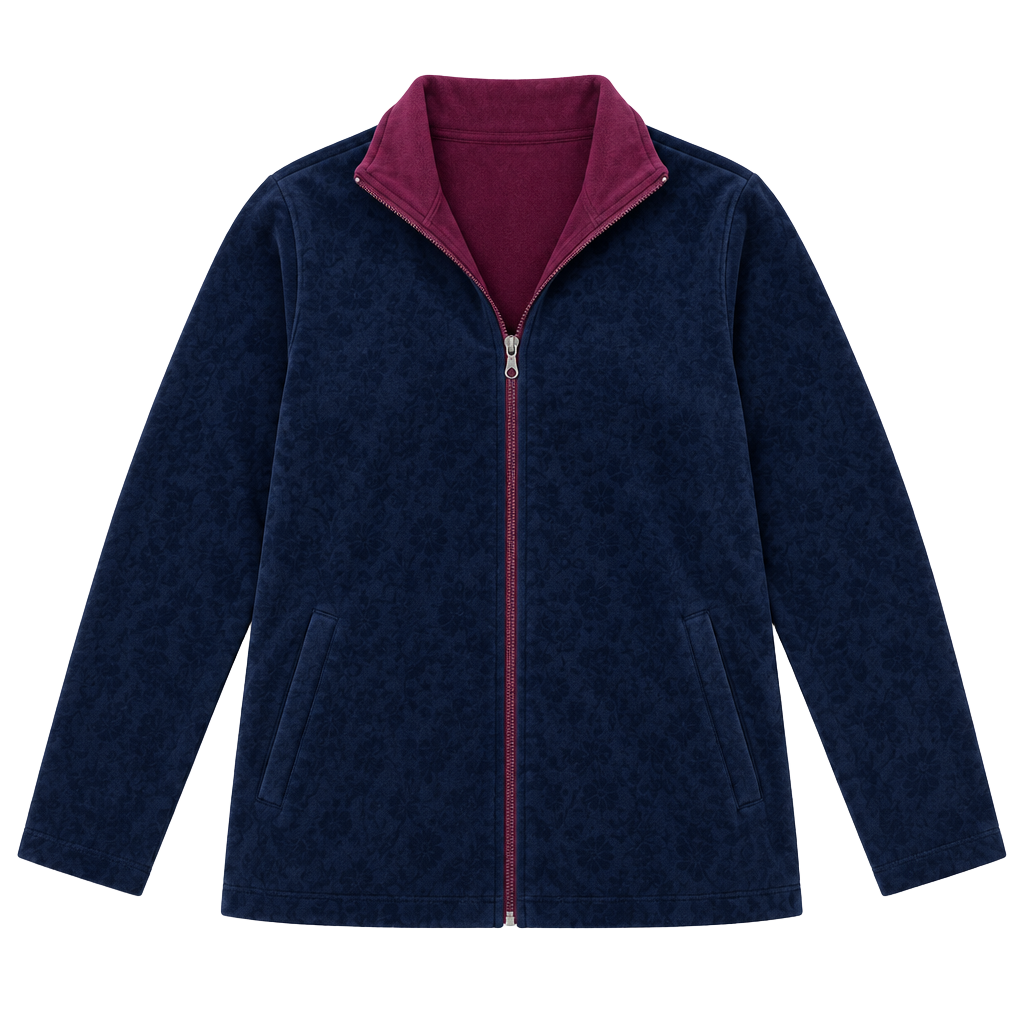 Piccadilly Velour Full Zip Jacket Size 1X Black Burgundy 1