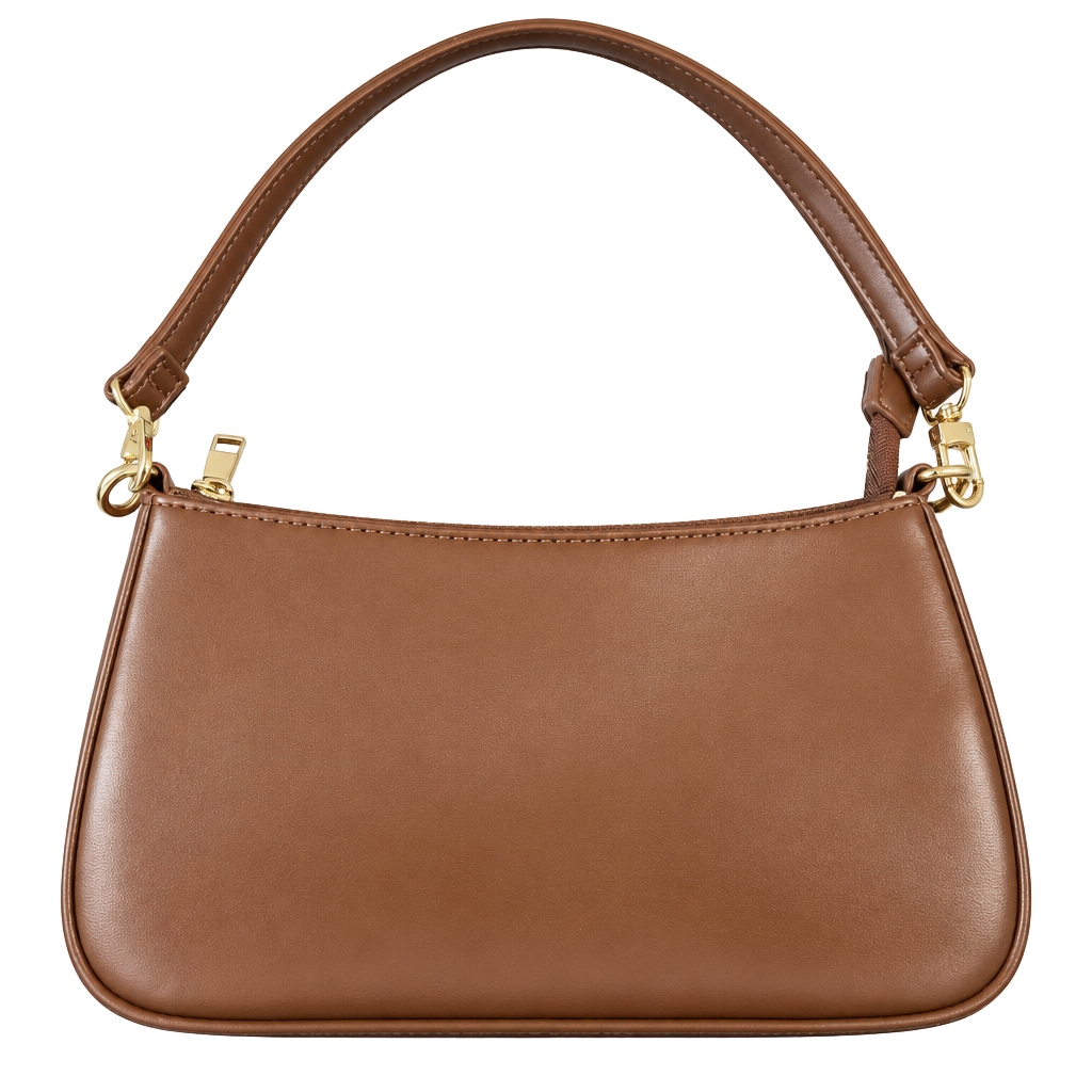 Brown Faux Leather Shoulder Bag Purse 1