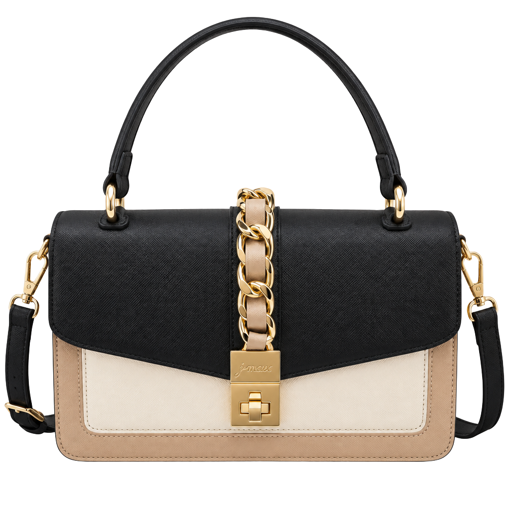 ALDO Black Tan Cream Colorblock Chain Crossbody Bag 1