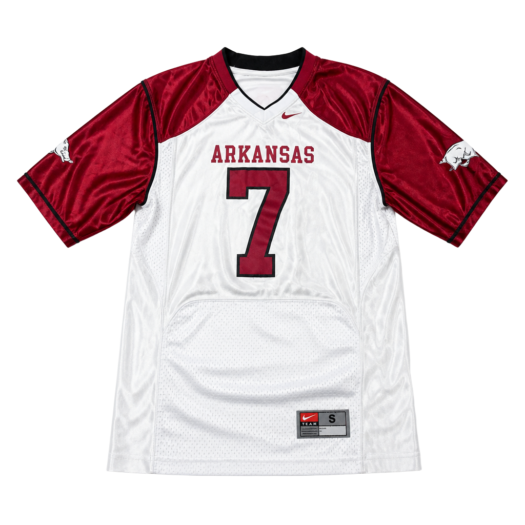 Vintage Nike Arkansas Razorbacks #7 Football Jersey White Size S 1