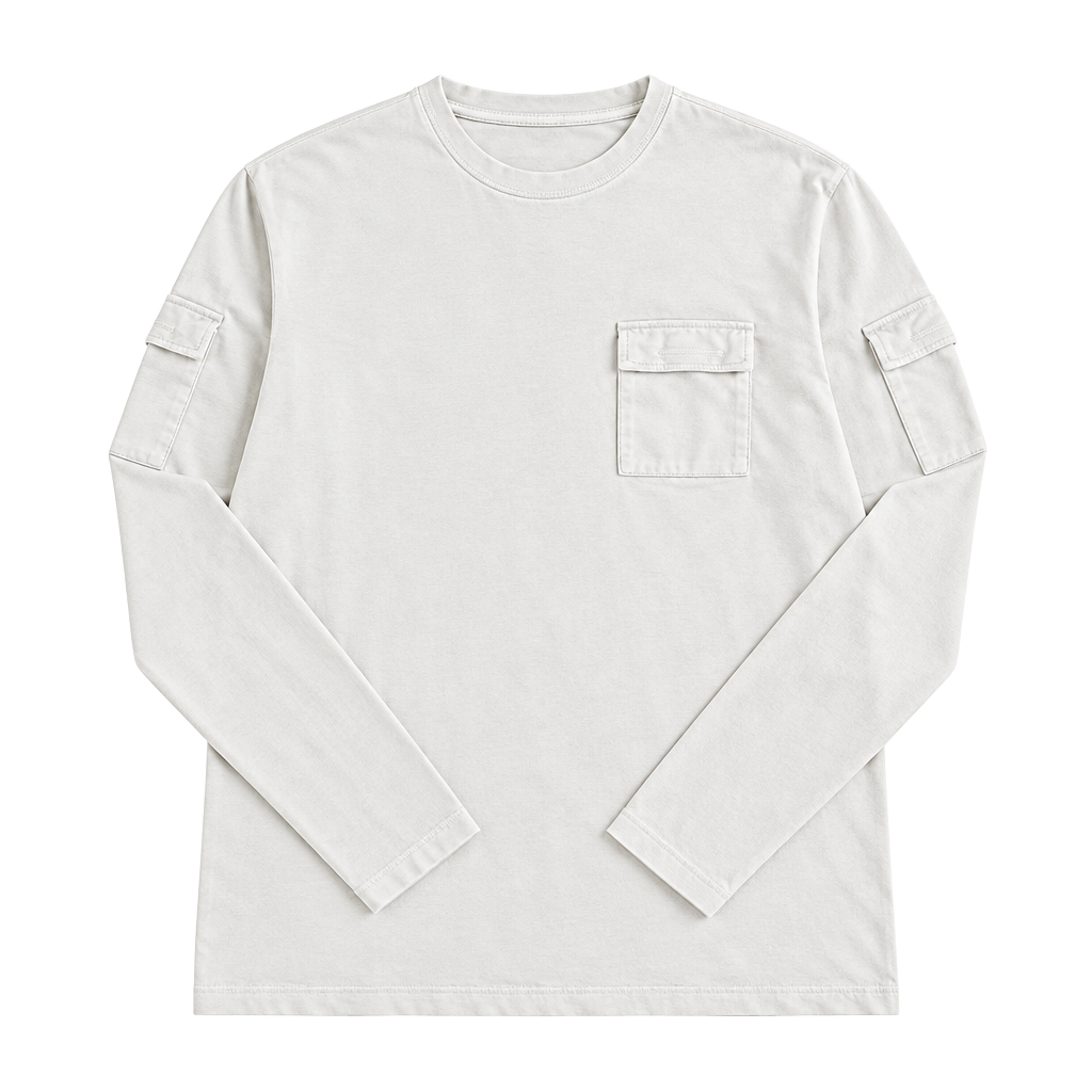 Tommy Hilfiger Long Sleeve Pocket Tee Size M Off White 1