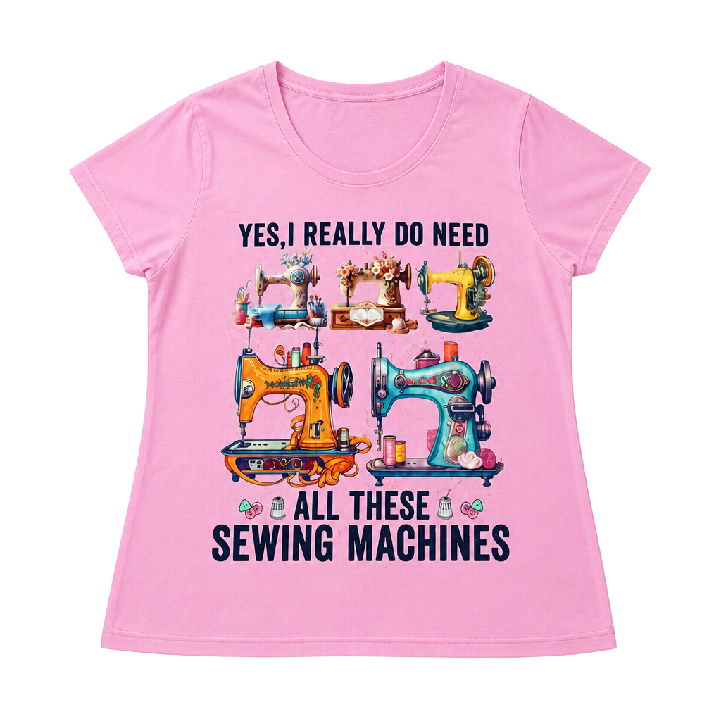 Port & Company Sewing Machines T-Shirt Size XXL Pink Graphic Tee 1