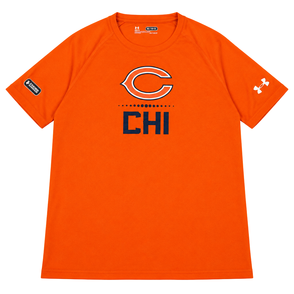 Under Armour Chicago Bears NFL Combine T-Shirt Size Large Orange HeatGear#160 1