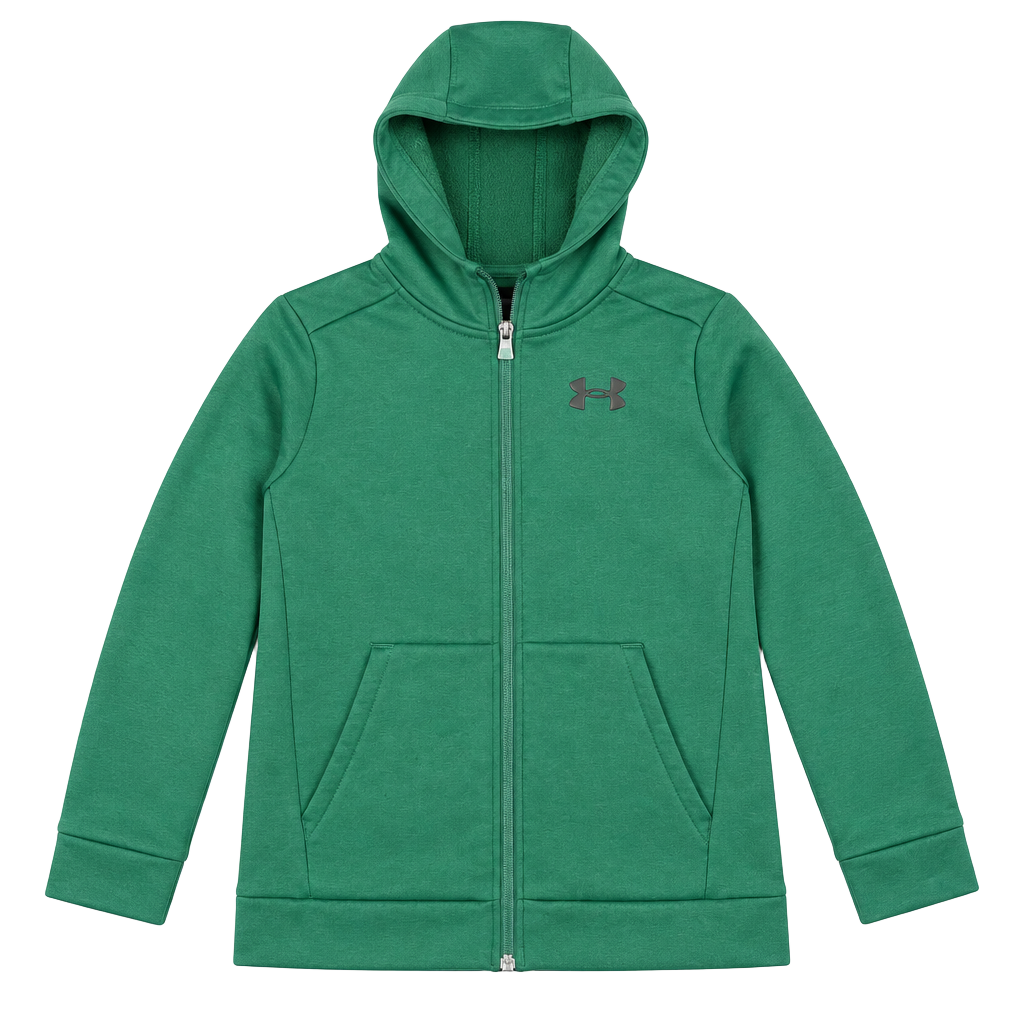 Kids Under Armour Fleece Full Zip Hoodie YMD Green Youth Medium # 93 1