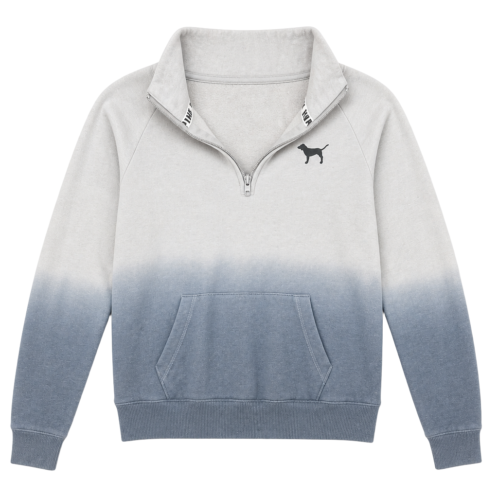 Women’s Victoria's Secret PINK Half-Zip Pullover Size S Ombre Gray #11 1
