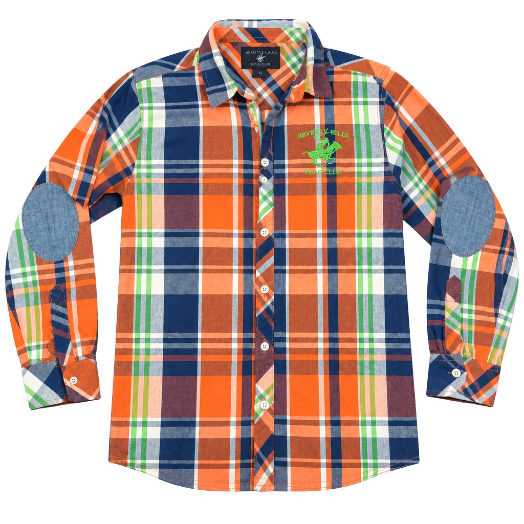 Kids Beverly Hills Polo Club Plaid Button Down Shirt Size L 16/18#167 1