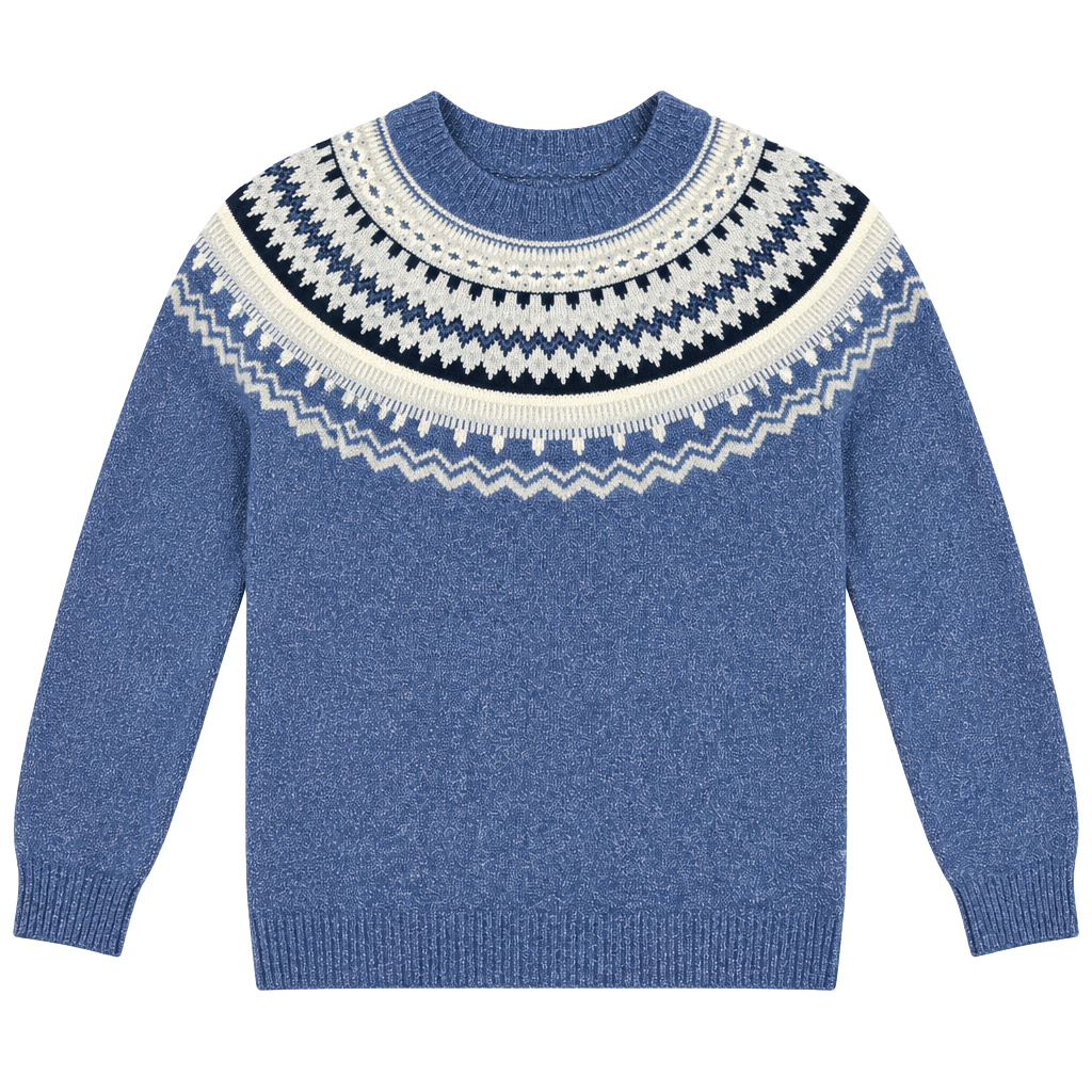 Women’s Weatherproof Vintage Fair Isle Crewneck Sweater Size M Blue#174 1