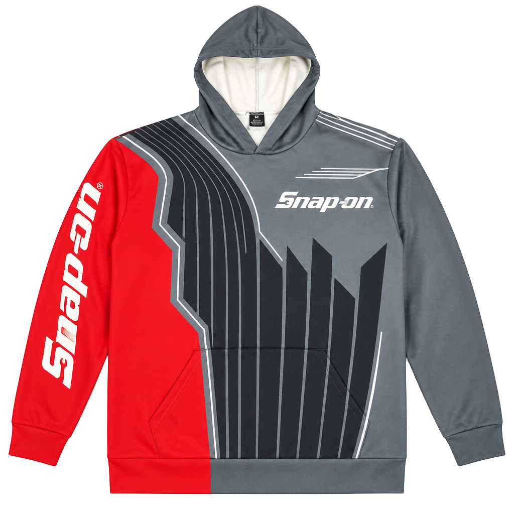 Snap-On Hoodie Size XL Red Gray Graphic Racing Pullover Sweatshirt-#138 1
