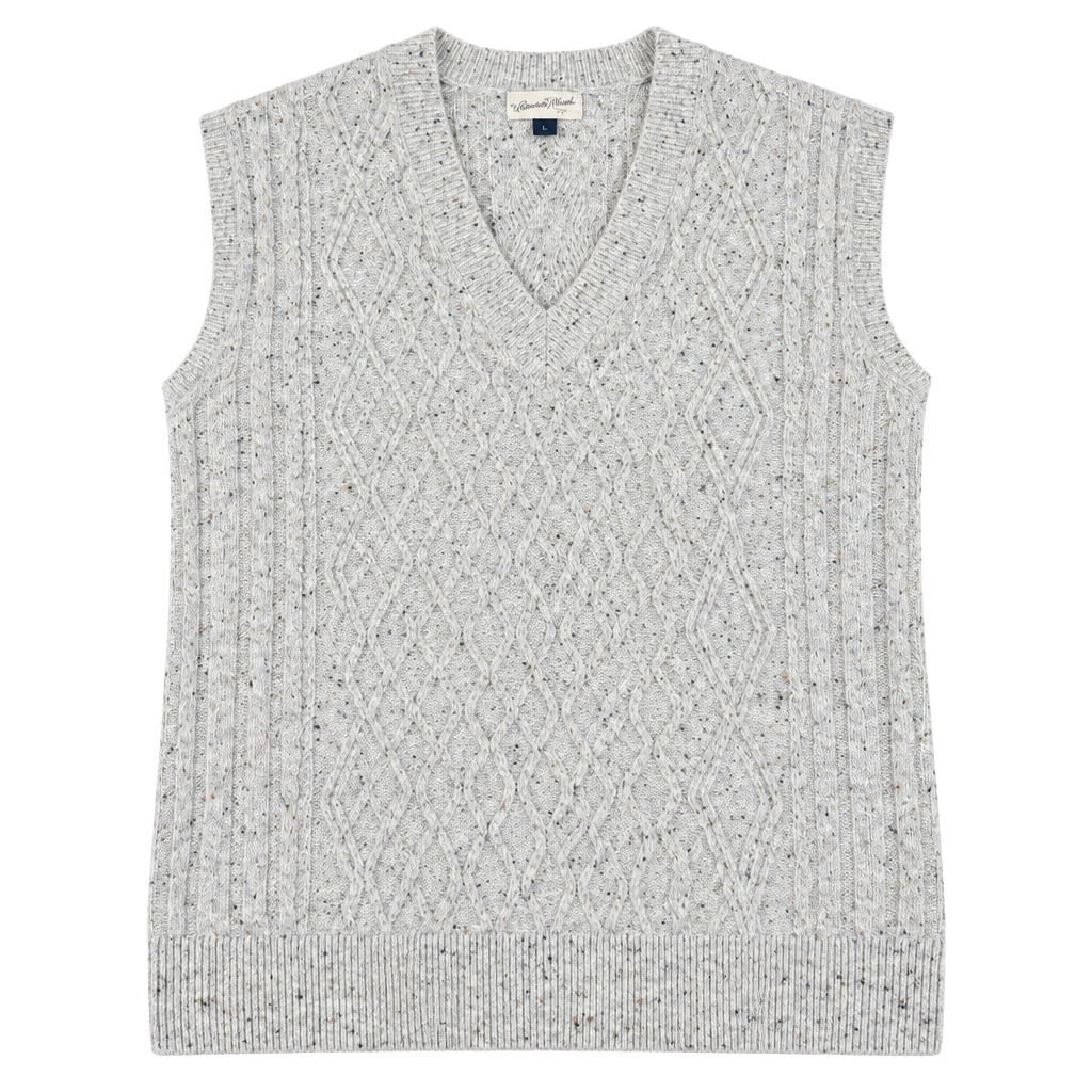 Women’s Universal Thread Sweater Vest Size L Gray Cable Knit V-Neck Marled#172 1