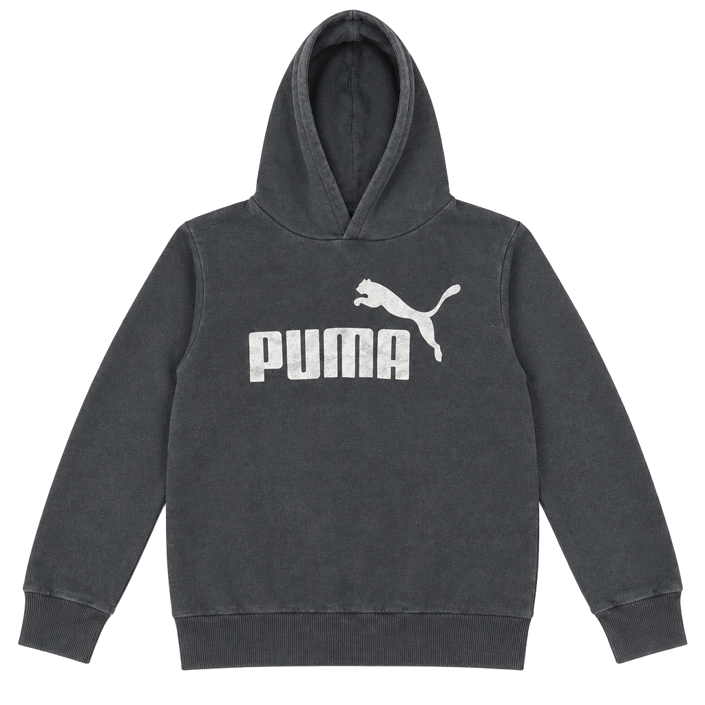 Kids Puma Hoodie Size S (7/8) Black Logo Pullover Sweatshirt#177 1