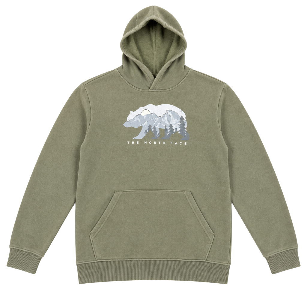 The North Face Bear Mountain Graphic Hoodie Olive Green#171 1