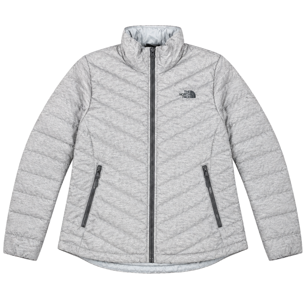Women’s The North Face Light Puffer Jacket Gray Full Zip Size L#179 1