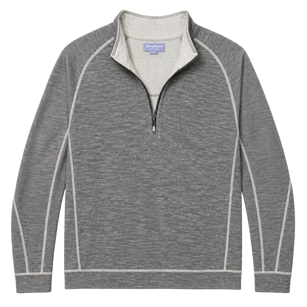 Men’s Tommy Bahama Reversible Quarter Zip Pullover Size XL Gray Cotton Blend #7 1