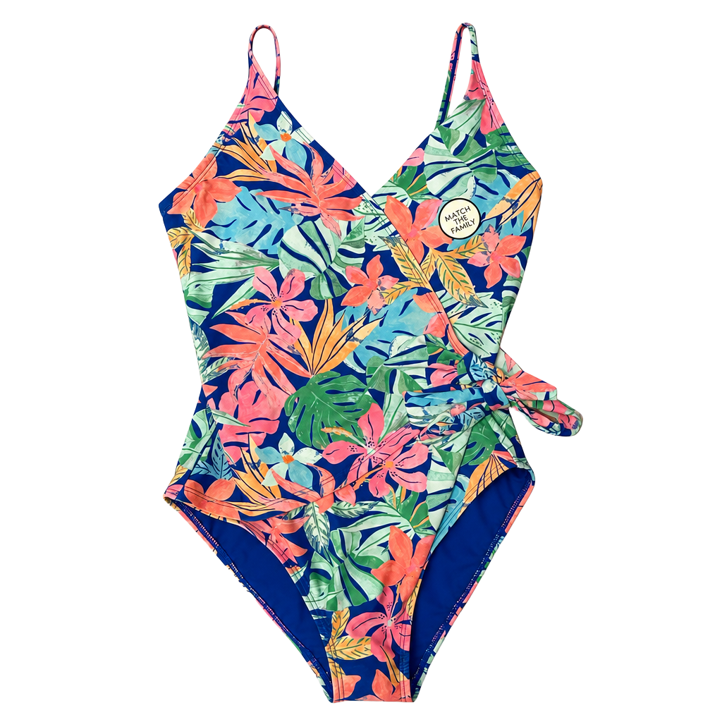 Member's Mark Women's Tropical Floral Print Wrap-Style One-Piece Swimsuit 1