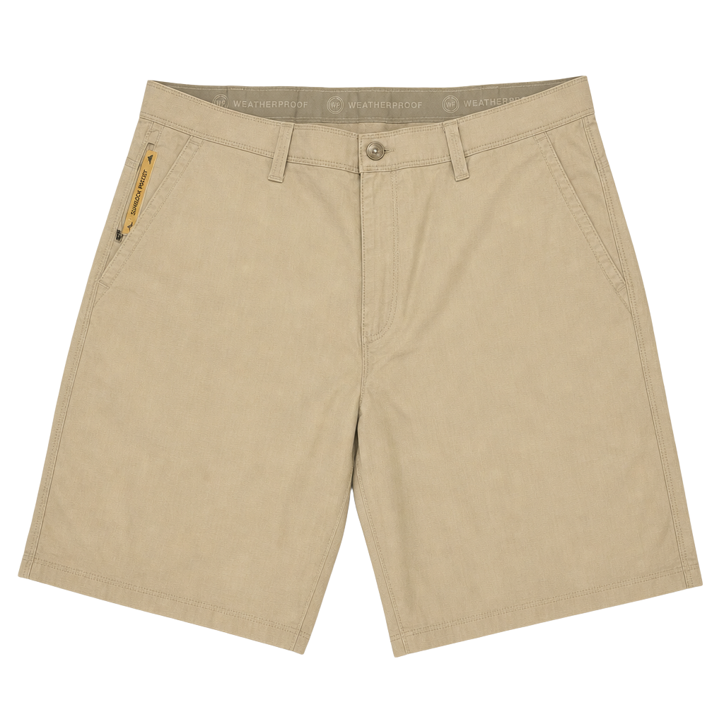 Weatherproof Men's Utility Stretch Ripstop Shorts with Security Pocket Khaki 1