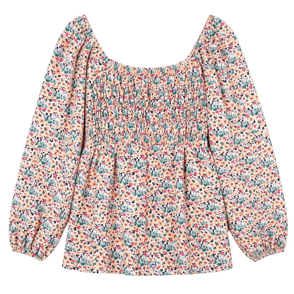Pink Lily Floral Print Smocked Long Sleeve romper Dress, Size XL, Style #MA2578 1