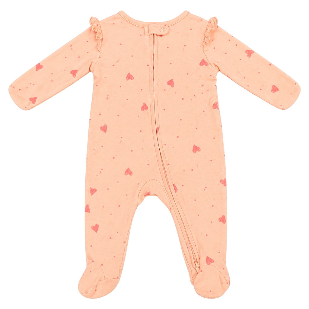 Carter's Child Of Mine Romper Size 3-6M Peach Hearts Sleep N Play 1