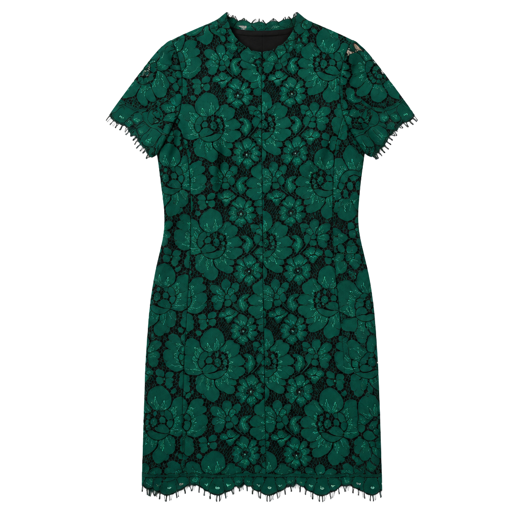 Betsey Johnson Emerald Lace Mock Neck Mini Shift Dress 2 1
