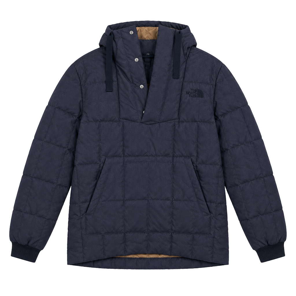 The North Face Down Pullover Jacket Size M Dark Gray Brown Hooded 1