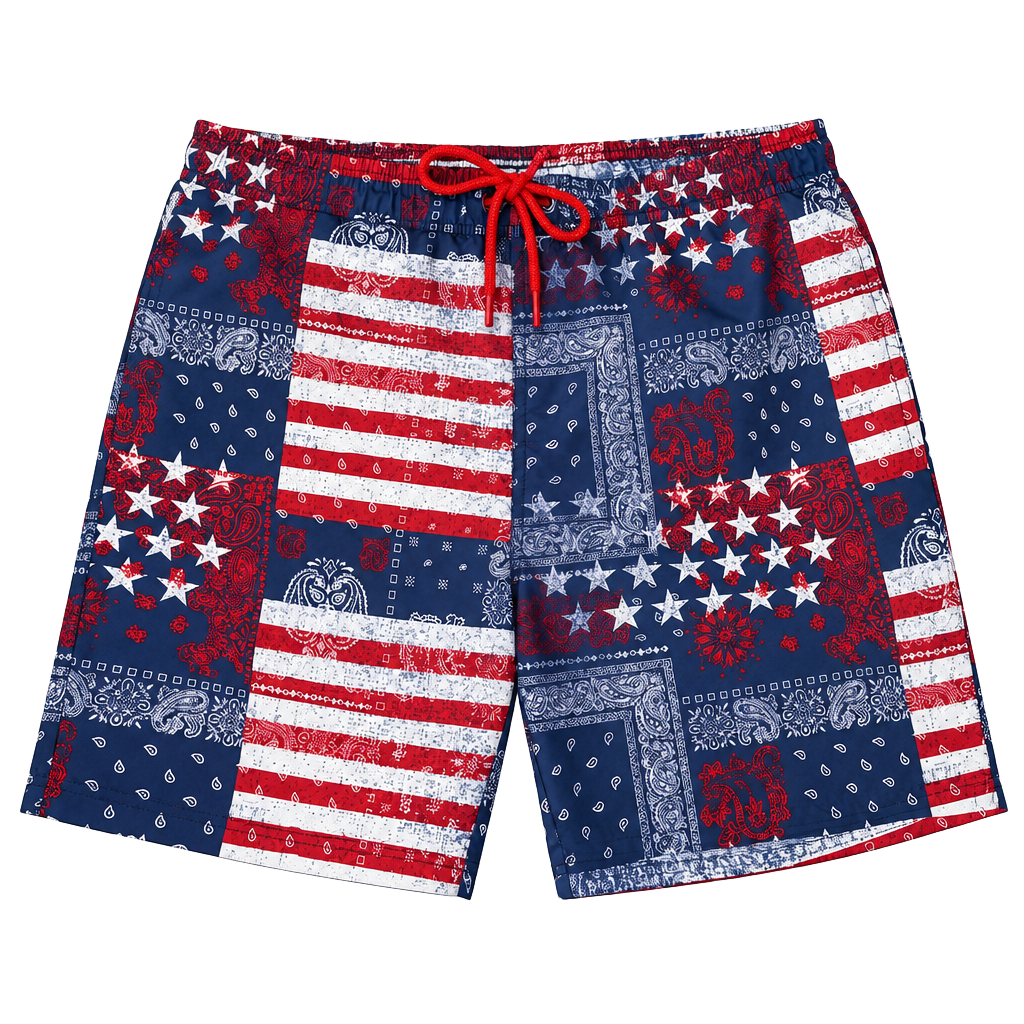U.S Polo Assn Stars Stripes Bandana Swim Trunks size L 1