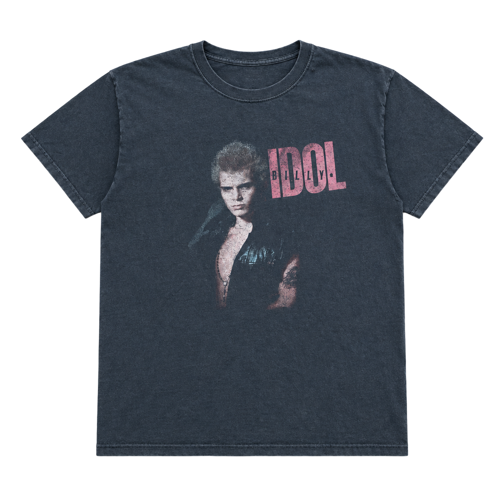 Y2K Gildan Billy Idol Graphic T-Shirt Size L Black Rock Concert 1
