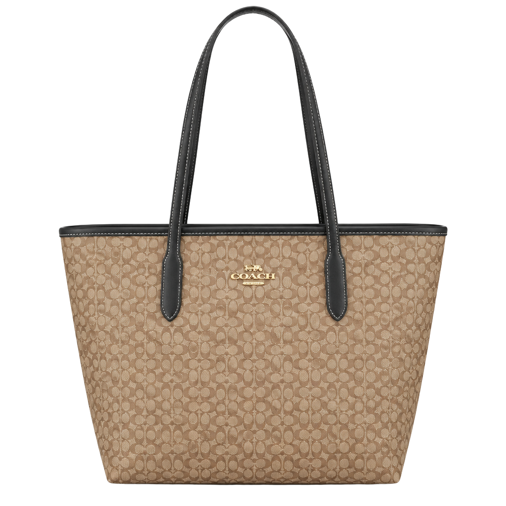 NWOT Coach Signature City Tote Khaki/Black 1