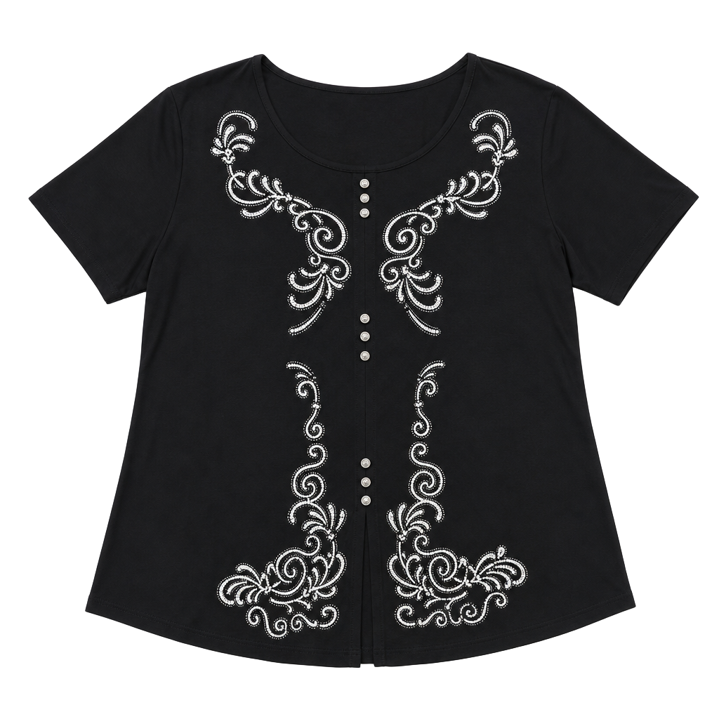Picadilly Fashions Vintage Short Sleeve Embroidered Tunic Top Size Large 1
