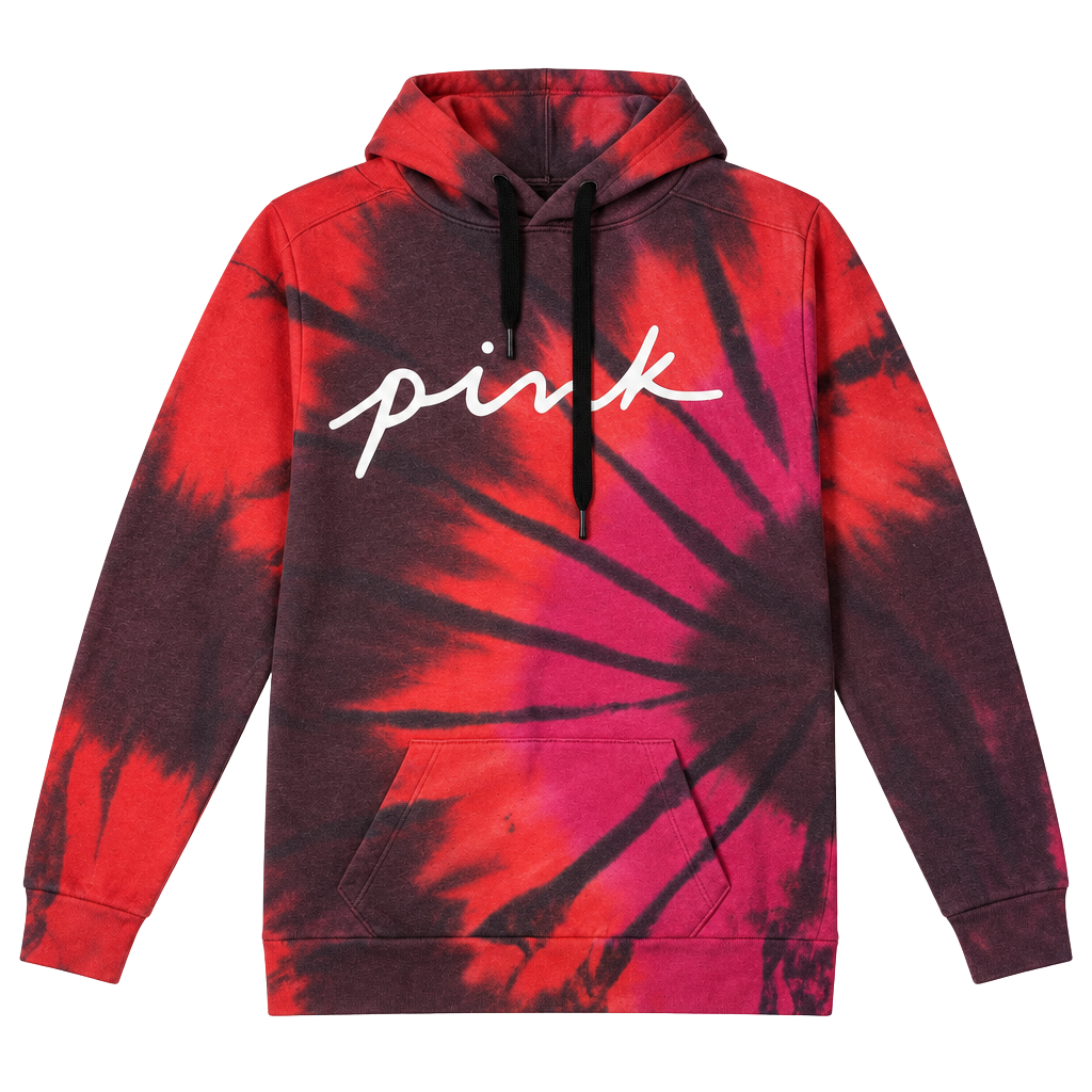 Victoria's Secret PINK Campus Hoodie Size XS Red Black Tie Dye 1