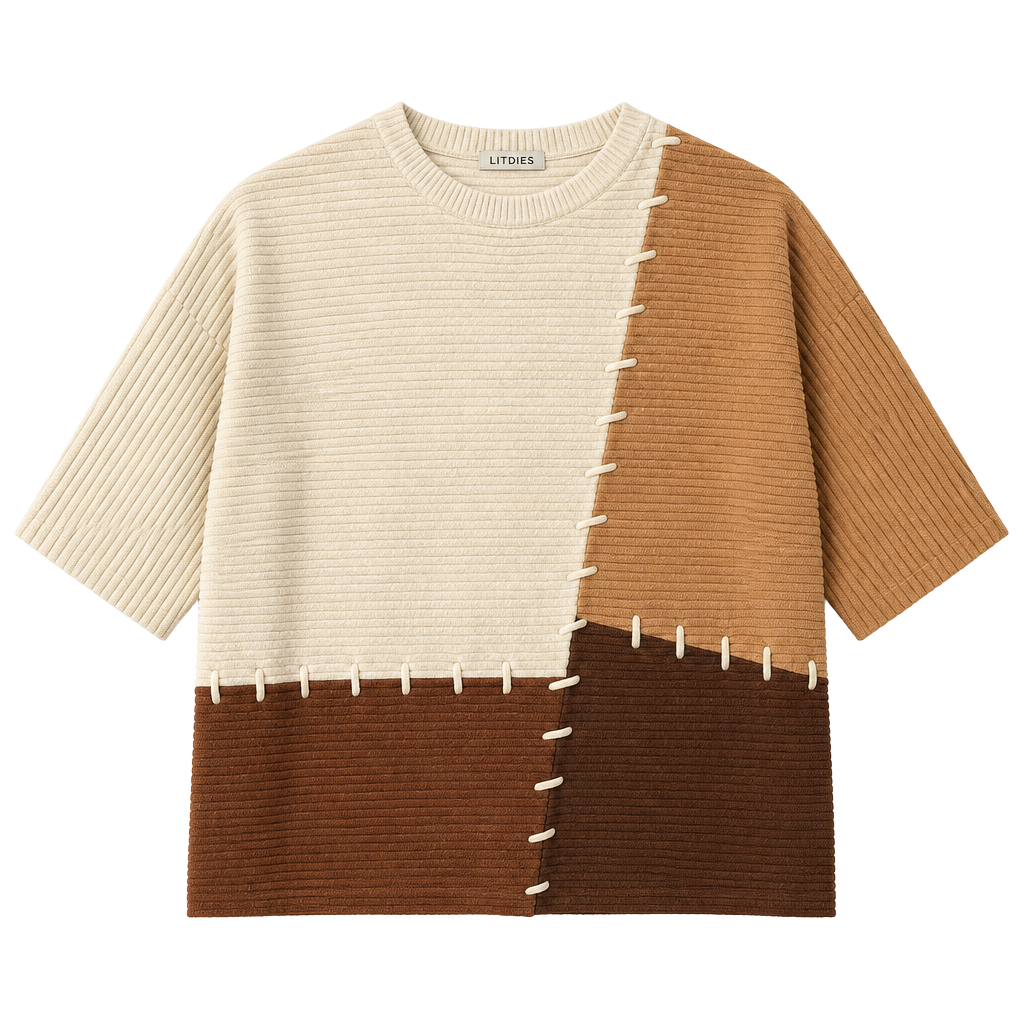Multiples Sweater Size S Colorblock Ribbed Knit Lace Up 1
