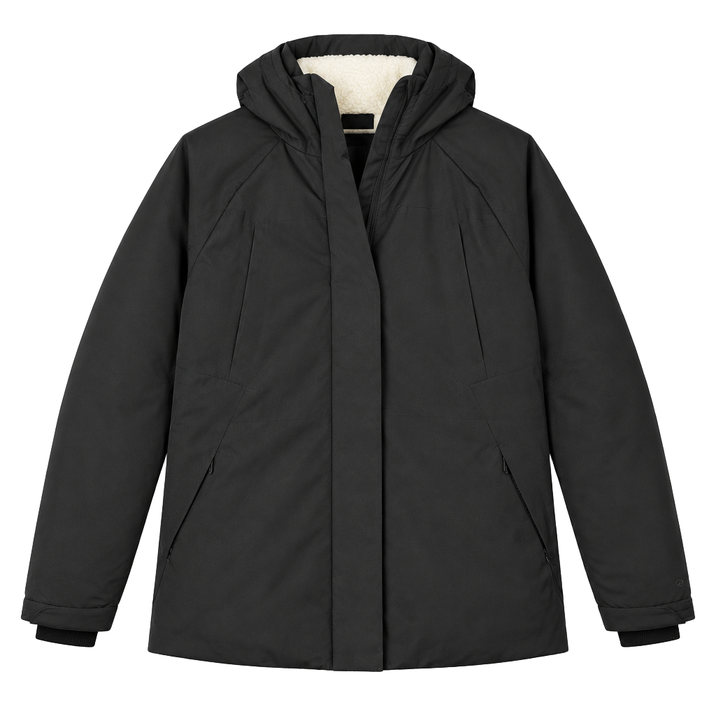 Champion Hooded Jacket Size M Black Sherpa Lined Winter Parka Coat 1