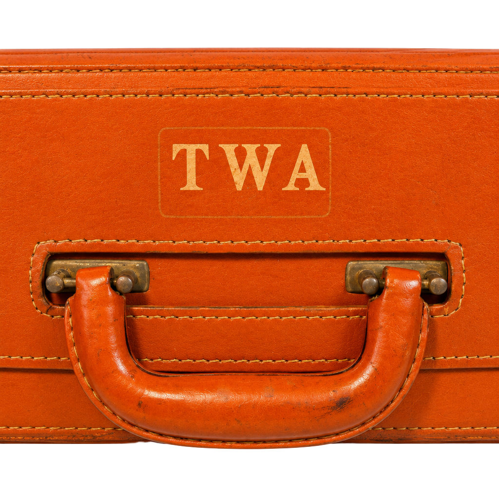 TWA Vintage Leather Pilot Flight Bag Briefcase Brown Luggage 1