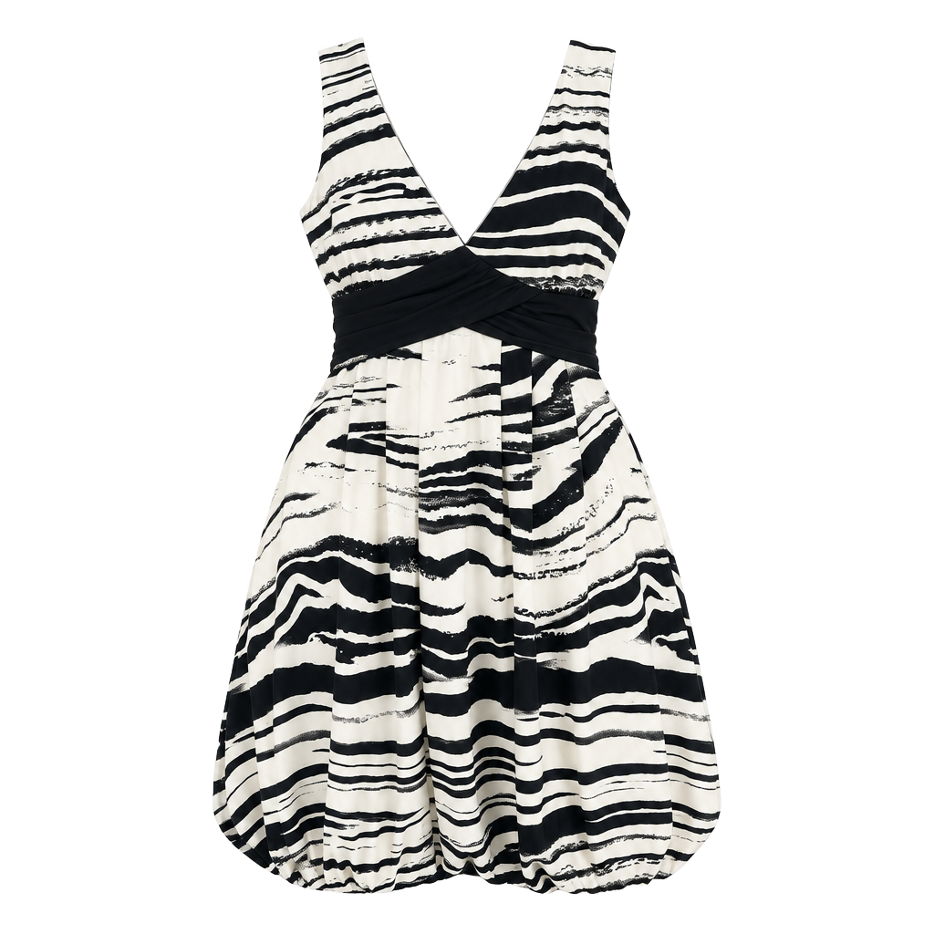 Vintage Y2K City Studio Bubble Hem Zebra Print Dress - Size L 1
