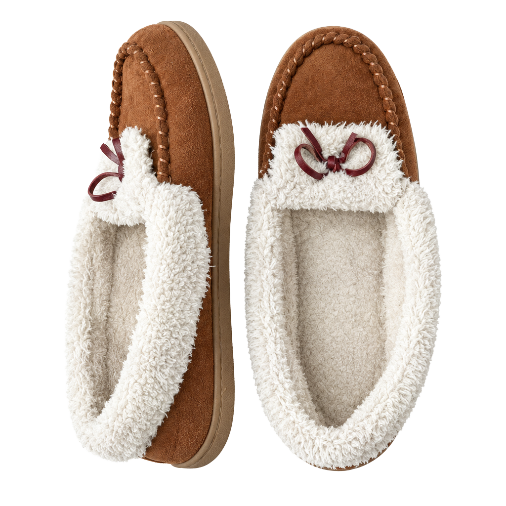 Old Navy Tan Faux Suede Sherpa Lined Moccasin Slippers Size 8 1