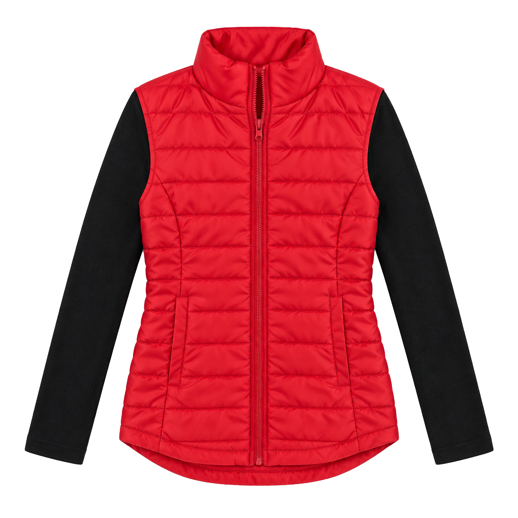 Rue21 Cherry Red Quilted Puffer Vest Full Zip Sleeveless Size Medium Y2K 1