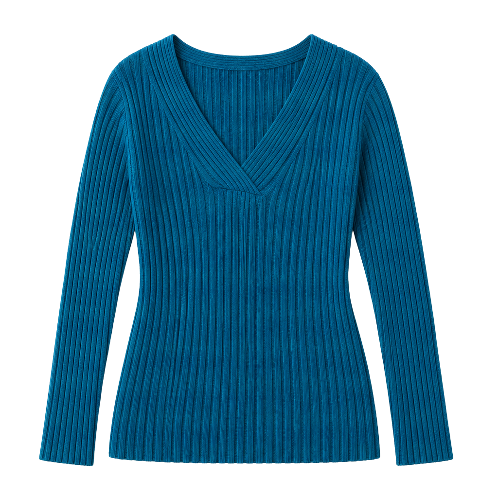 Y2K Carolyn Taylor Teal Blue Ribbed V-Neck Sweater Size XL Fits Small 1