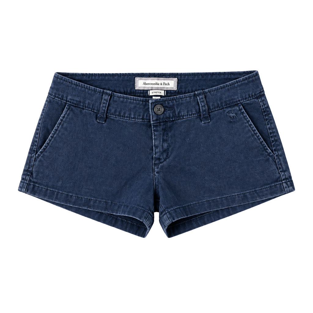 Abercrombie & Fitch Navy Blue Stretch Mini Shorts Size 0 Y2K Low Rise 1