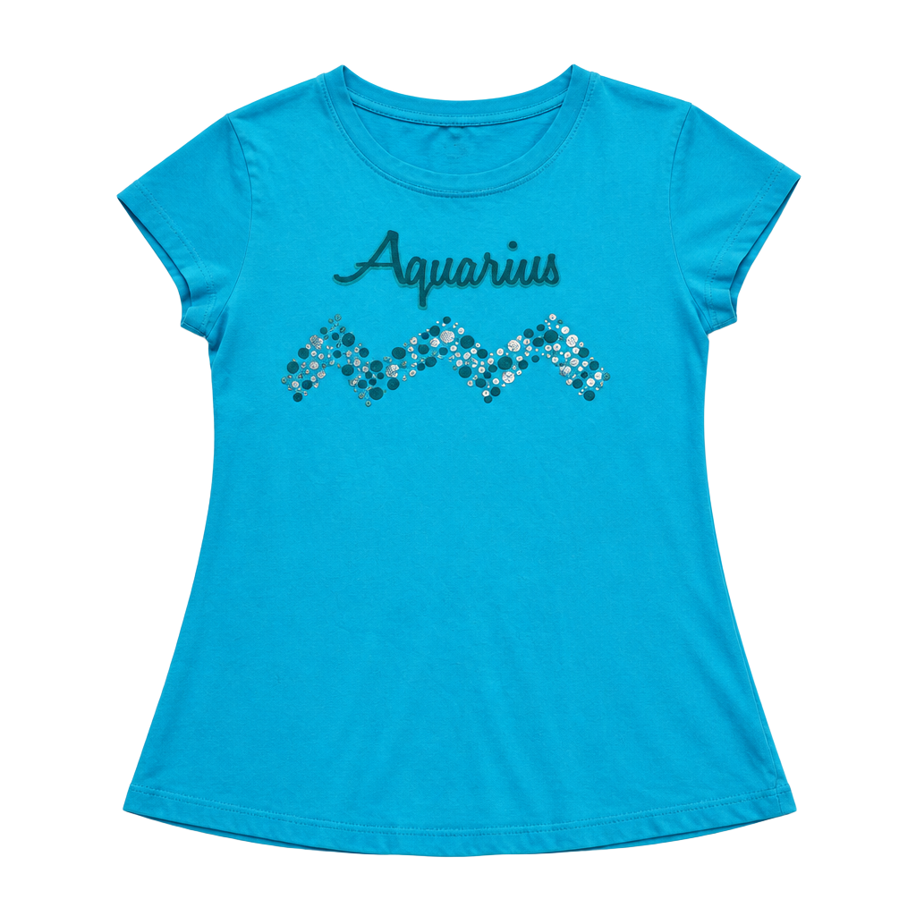 Self Esteem Rocker Girl Aquarius Graphic Tee Aqua Blue Studded Top Juniors XXL 1