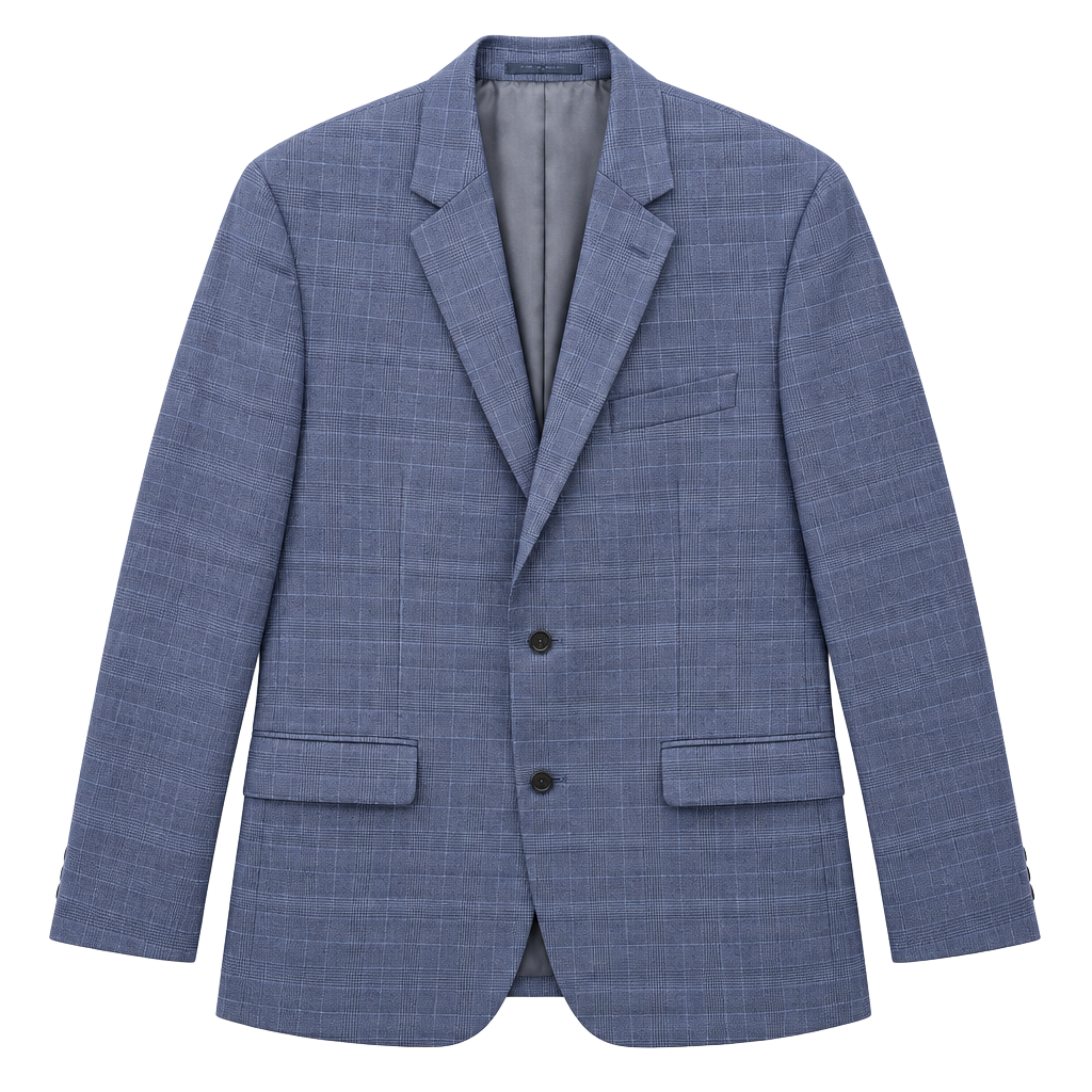 Michael Michael Kors Plaid Suit Jacket Size 42L Blue Rayon Polyester 1
